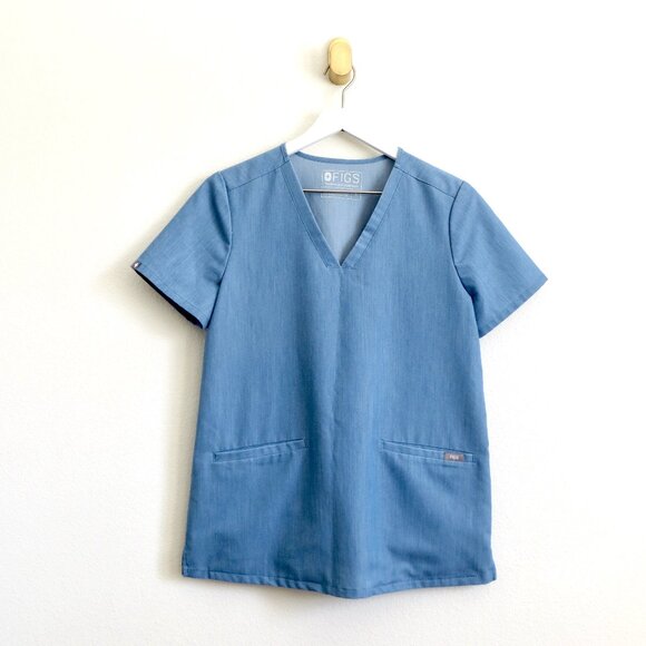 NEW! FIGS CASMA Three Pocket Scrub Top Indigo Blue Women SZ Small - Picture 2 of 7